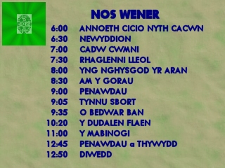 Teledu Cymru 2001 programme menu