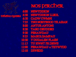 Teledu Cymru 1994 programme menu