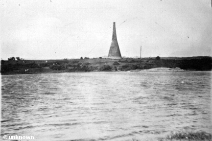 Black & white picture of old stone chimney