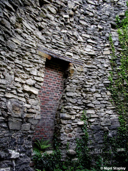 Picture of the inside of an old stone chimney