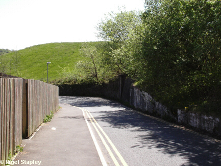 Picture of a road where a bridge once stood