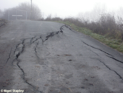 Picture of subsidence on a road