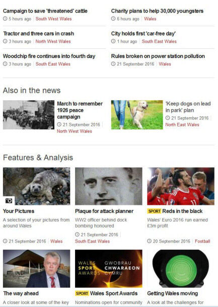 Screenshot of a news page on the BBC website