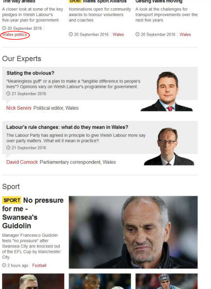 Screenshot of a news page on the BBC website
