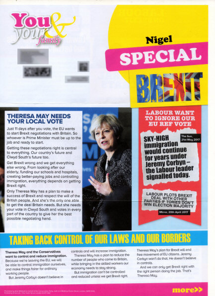 Scan of a Conservative election leaflet