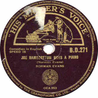 Picture of the label of 'Joe Ramsbottom Buys A Piano' by Norman Evans