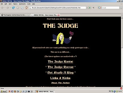 Screenshot of The Judge's first home page