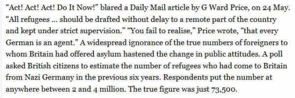 screenshot from the Guardian about how the Daily Mail and others caused the public to massively overestimate the number of those refugees