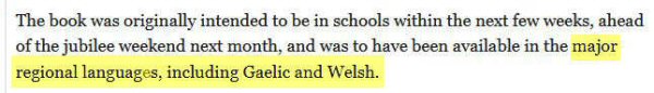 Screenshot from the Guardian describing Gaelic and Welsh as 'regional languages'