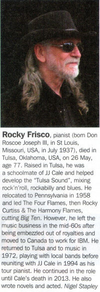 Scan of my obit for Rocky Frisco in 'Record Collector'