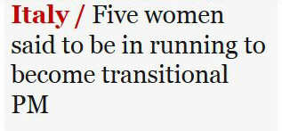 Headline: 'Five women said to be running to become transitional PM'