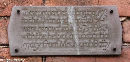 Plaque saying that the renovations had been helped by a legacy from Norah Batty