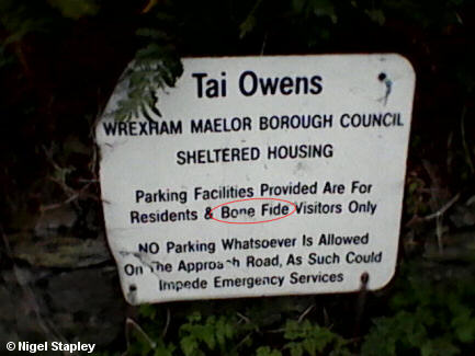 Sign which talks about 'Bone Fide Visitors'