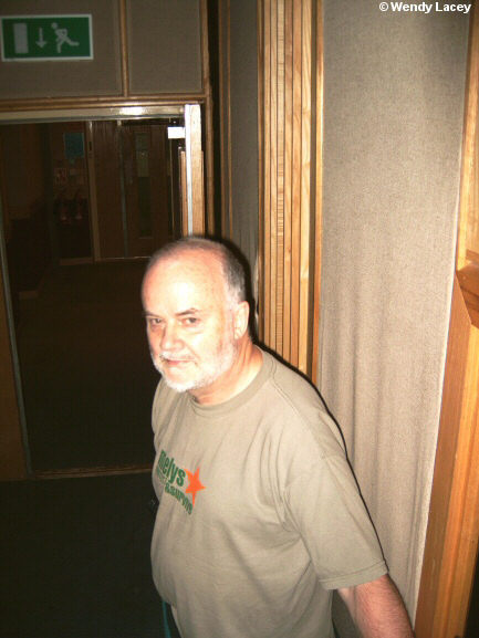 Photo of John Peel at Maida Vale Studios
