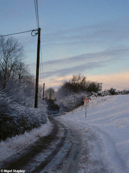 Photo of a country road in snow
