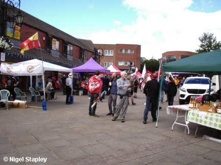 Photo of Queen's Square, Wrexham, with stalls